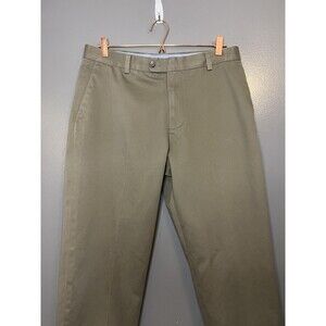 Kirkland Signature Pants Mens 34x32 Green Chino Flat Front Cotton Pockets Casual